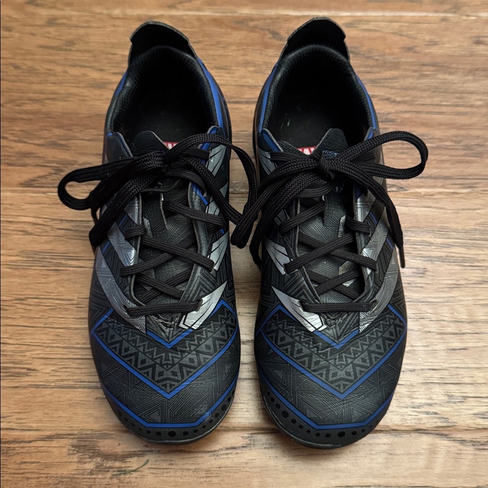 Adidas Kids Black and Blue Cleats